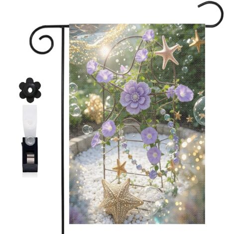 Drapeau de jardin décoratif 30 x 45 cm motif baleine et décor marin coloré toile double face durable (1/5)