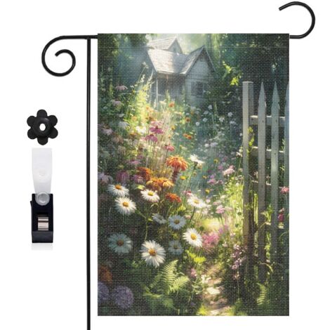 Bannière de cour lumière dorée et maison de campagne 30 x 45 cm décoration maison de campagne (1/5)