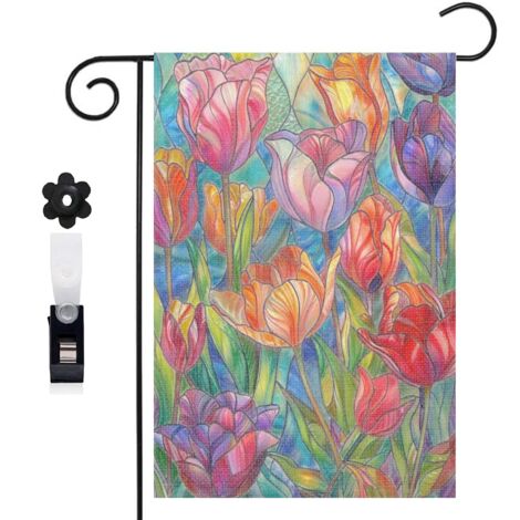 Drapeau de jardin bienvenue 30 x 45 cm motif simple et décoratif toile double face pour terrasse et balcon (1/5)