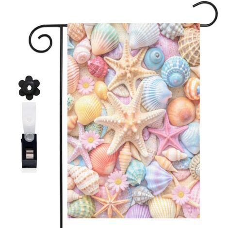 Drapeau de jardin style plage et étoiles de mer 30 x 45 cm décoration terrasse et extérieur (1/5)
