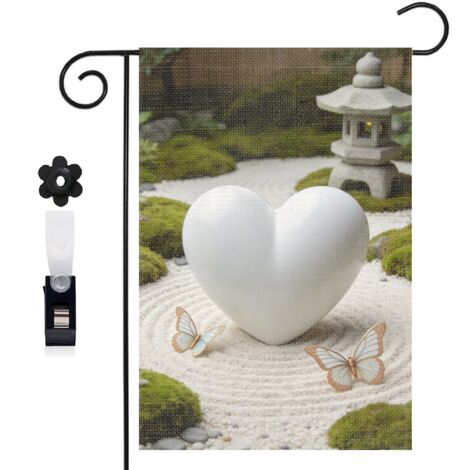 Drapeau vertical ambiance féerique et cœur floral 30 x 45 cm décoration jardin d'été (1/5)