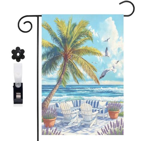 Drapeau de jardin océan et fauteuils de plage 30 x 45 cm décoration terrasse et extérieur (1/5)