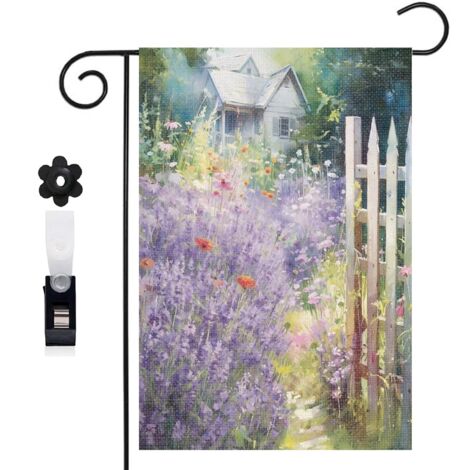 Drapeau vertical pâquerettes et ambiance de jardin enchanteur 30 x 45 cm décoration saisonnière cour (1/5)