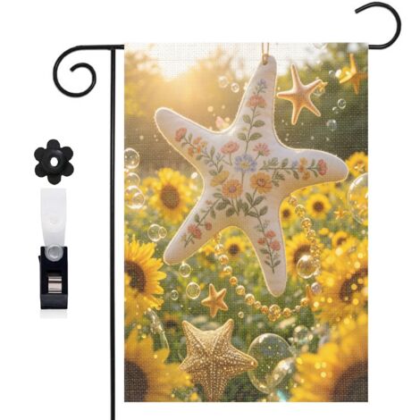 Drapeau de jardin décoratif 30 x 45 cm motif baleine et vagues océaniques toile double face (1/5)