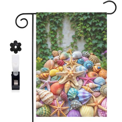 Bannière de cour fond de mer et fleurs marines 30 x 45 cm décoration extérieure et intérieure (1/5)