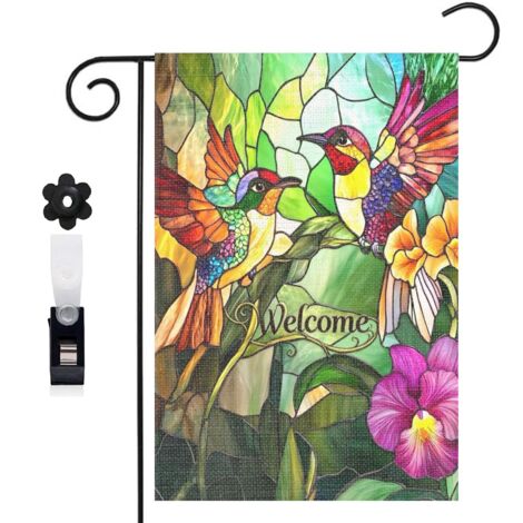 Drapeau vertical Welcome et pâquerettes blanches 30 x 45 cm décoration jardin d'été (1/5)