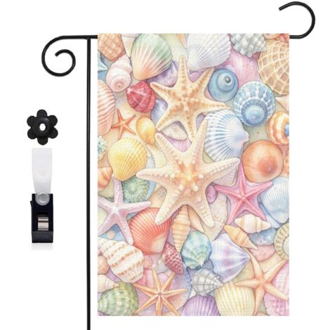Drapeau de jardin Welcome et étoiles de mer pour le balcon 30 x 45 cm décoration cour et balcon (1/5)