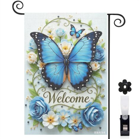 Drapeau vertical coquillages et Welcome pour l'été 30 x 45 cm décoration saisonnière cour (1/5)