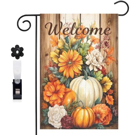 Bannière de cour mur de briques et bouquet floral 30 x 45 cm décoration extérieure et intérieure (1/5)