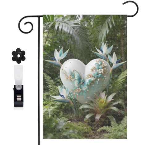 Bannière de cour arche de jardin et cœur décoratif 30 x 45 cm décoration porche et maison (1/5)
