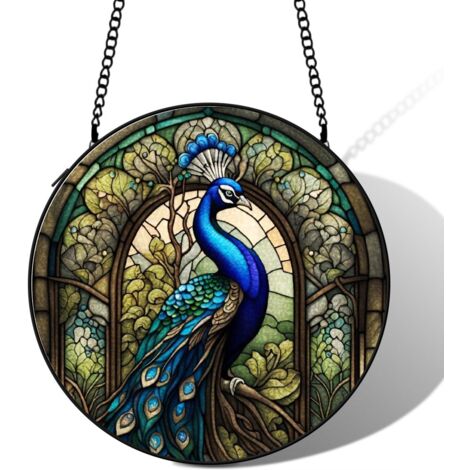 Vitrail renard attrape-soleil 16 cm décoration fenêtre suspension raffinée cadeau grand-mère (1/5)