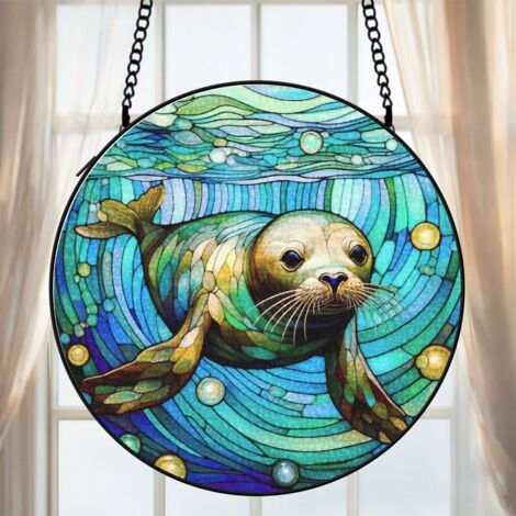 Suspension vitrail oiseau attrape-soleil 25 cm décoration fenêtre cadeau maman (1/5)