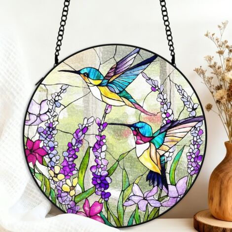 Attrape-soleil colibri vitrail 9 cm décoration fenêtre suspendue oiseau artistique cadeau maison