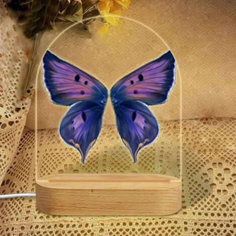 Veilleuse en forme d'arc avec papillon violet foncé à points noirs Lampe LED 7 couleurs Décoration chambre enfant Cadeau naissance (1/5)