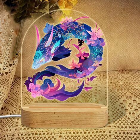 Veilleuse en forme d'arc avec serpent de mer holographique Lampe LED 7 couleurs Décoration chambre enfant Cadeau fille garçon (1/5)