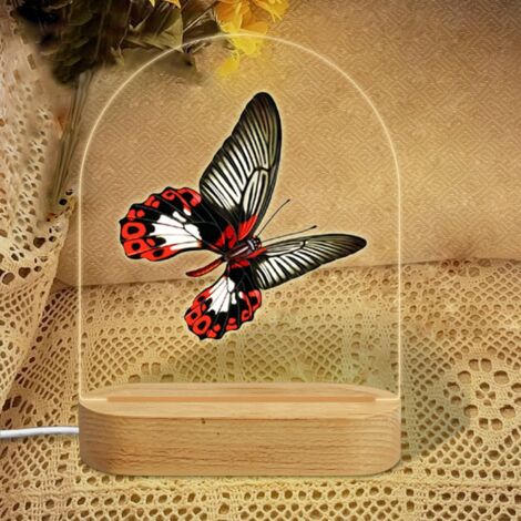 Veilleuse en forme d'arc avec papillons noirs-blancs et fleurs Lampe LED 7 couleurs Décoration chambre enfant Cadeau baby shower (1/5)