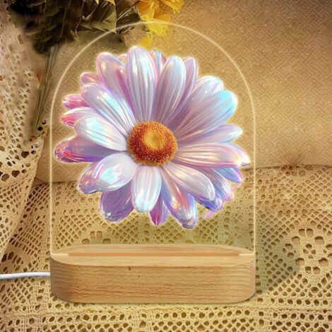 Veilleuse en forme d'arc avec marguerite violette irisée Lampe LED 3 couleurs Décoration chambre bébé Cadeau naissance (1/5)