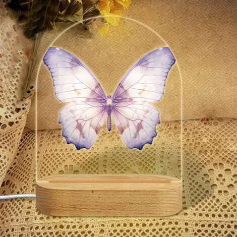 Veilleuse en forme d'arc avec papillon lavande irisé Lampe LED 7 couleurs Décoration chambre bébé Cadeau baby shower (1/5)