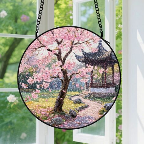 Suspension en vitrail, attrape-soleil artistique élégant, décoration maison colorée, cadeau Fête des Mères, Noël pour femme, homme, tante 9cm (1/5)
