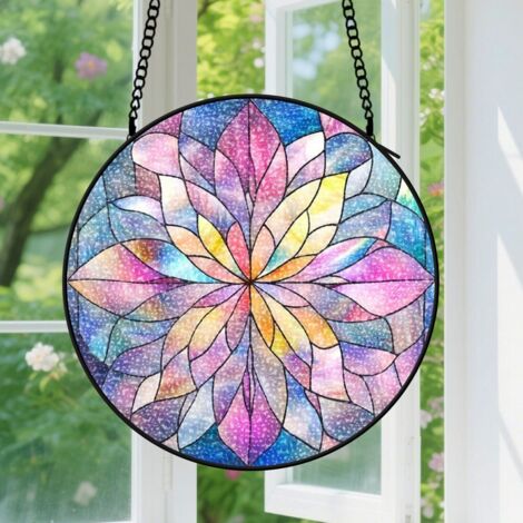 Suspension en vitrail, attrape-soleil coloré minimaliste élégant, décoration porte intérieure, cadeau Fête des Mères, Noël pour femme, homme 9cm (1/5)