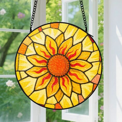 Suspension en vitrail, attrape-soleil minimaliste élégant unique, décoration maison porte, cadeau Fête des Mères, Noël pour femme, maman, amie 9cm (1/5)