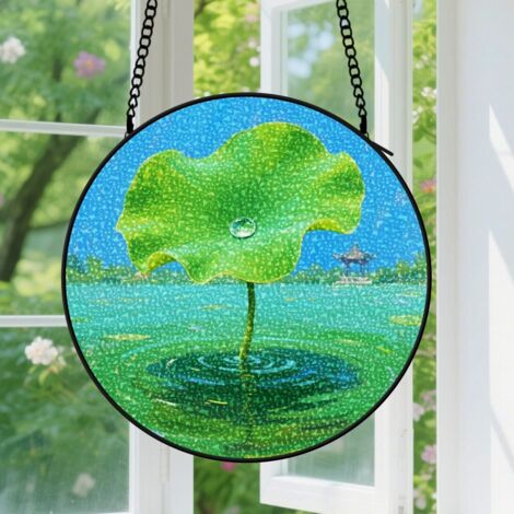 Suspension en vitrail - Attrape-soleil coloré minimaliste unique, décoration maison élégante, cadeau Noël pour femme, homme, maman, nana 9cm (1/5)