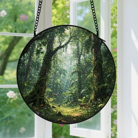 Suspension en vitrail, attrape-soleil artistique minimaliste, décoration fenêtre maison, cadeau Fête des Pères, Anniversaire pour homme, femme 12,5 cm (1/5)