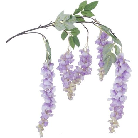 Glycine Artificielle Retombante – 5 Branches – Fleurs Mauves – Plante Fausse – Décoration Intérieur Extérieur 1 Pièce