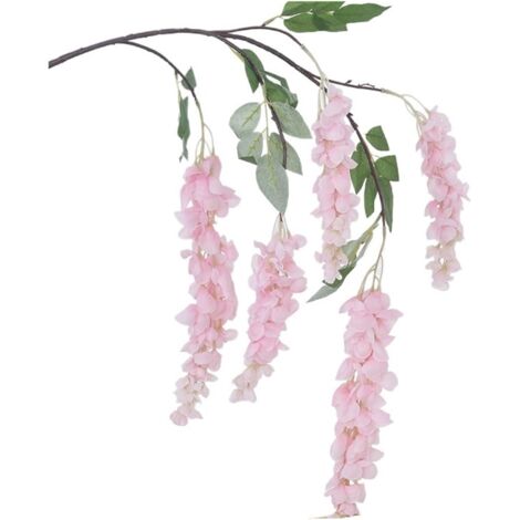 Glycine Artificielle Retombante – 5 Branches – Fleurs Rose Pâle – Plante Fausse – Décoration Intérieur Extérieur 1 Pièce