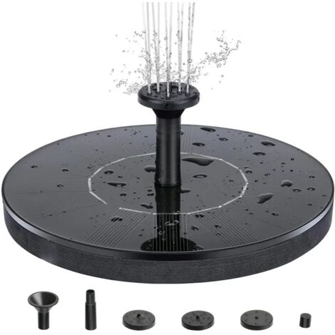 Fontaine solaire 2.4W pour bassin et piscine – 4 buses – Hauteur 30-60 cm – Diamètre 18 cm – Jardin et extérieur (1/5)