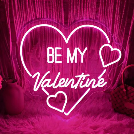Enseigne Néon « Be My Valentine » – Lettres LED Roses Romantiques pour Ambiance de Chambre de Fille, Idéal pour la Saint-Valentin ou Cadeau pour Amoureux (1/5)