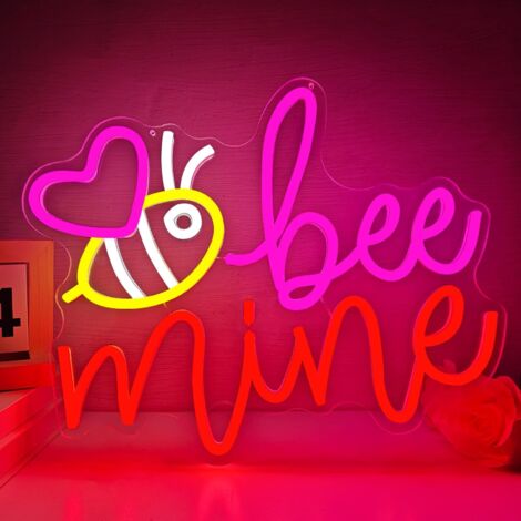 Enseigne Néon « Bee Mine » – Panneau Lumineux LED en forme de Cœur Rose pour la Saint-Valentin, Idéal pour Chambre, Bar, Soirées ou Cadeaux entre Amies (Galentine's Day) (1/5)