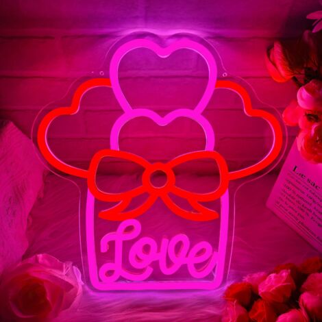 Enseigne Néon « Saint-Valentin » – Panneau Lumineux LED Dimmable en forme de Cœur « Love », Idéal pour la Chambre à Coucher (1/5)