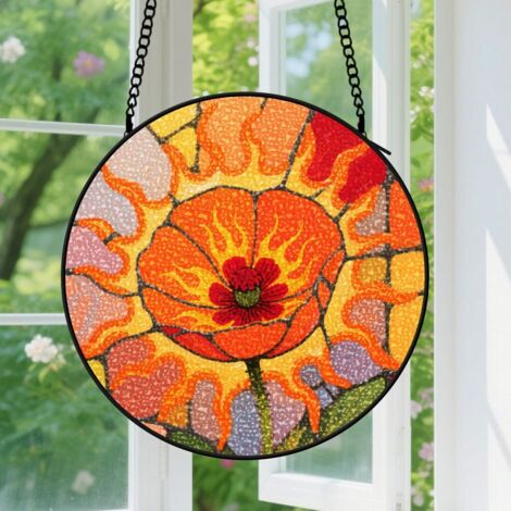 Suspension en vitrail - Attrape-soleil minimaliste unique artistique, décoration maison fenêtre, cadeau Noël, Fête des Pères pour homme, femme 12,5 cm (1/5)