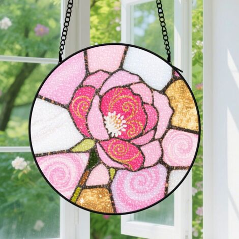 Suspension en vitrail, attrape-soleil unique élégant coloré, décoration intérieure fenêtre, cadeau Noël, Anniversaire pour femme, homme, sœur 9cm (1/5)