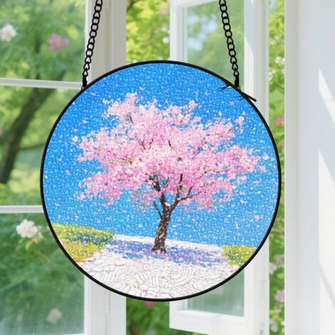 Suspension en vitrail, attrape-soleil minimaliste élégant coloré, décoration jardin maison, cadeau Anniversaire pour couple, meilleur ami 12,5 cm (1/5)