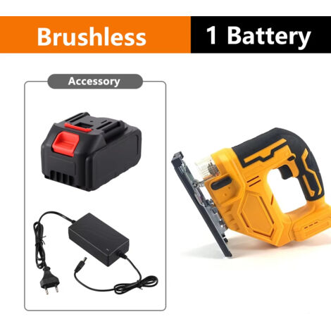 Scie sauteuse électrique sans fil , outils de travail du bois, machines à découper le bois, scie portative pour batterie Makita 18V-Yellow with 1 battery (1/5)