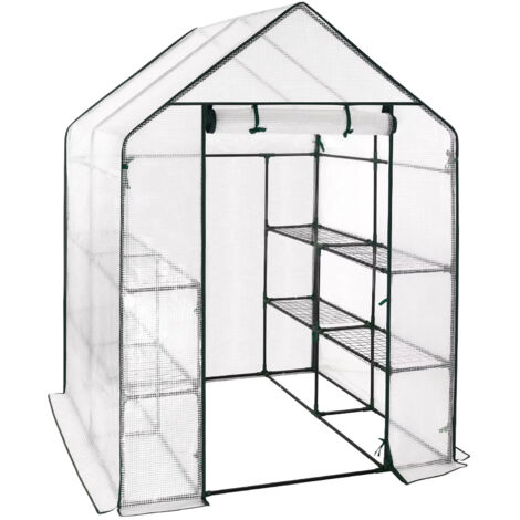 Serre de Tomate en Polyéthylène, 143x143x195 cm, Semi-Transparente, Étanche, pour Jardin et Maison-White (1/5)