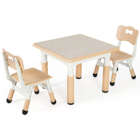 Table et chaises pour enfants – 1 table 2 chaises – Meuble pratique pour manger, étudier et jouer Beige (1/5)