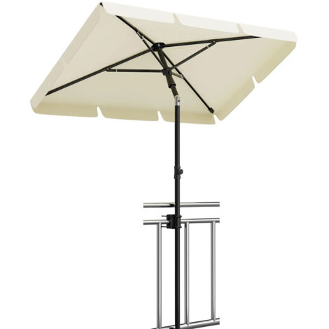 Parasol de plage réglable 200×125 cm – UPF50+ – Parasol inclinable 45° – Hauteur 145–225 cm – Avec housse anti-UV,Beige (1/5)