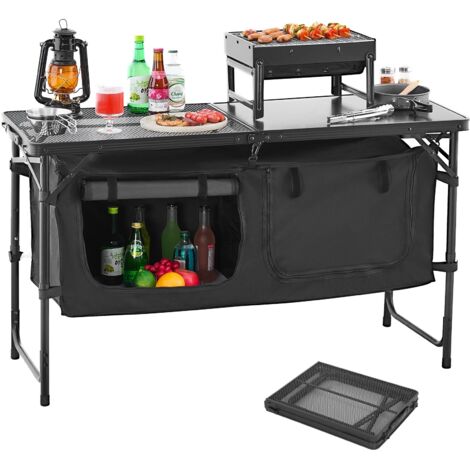 Table de cuisine de Camping Table de cuisine extérieure Station de cuisine Portable légère en aluminium pour barbecue fête pique-nique RV voyage (1/5)