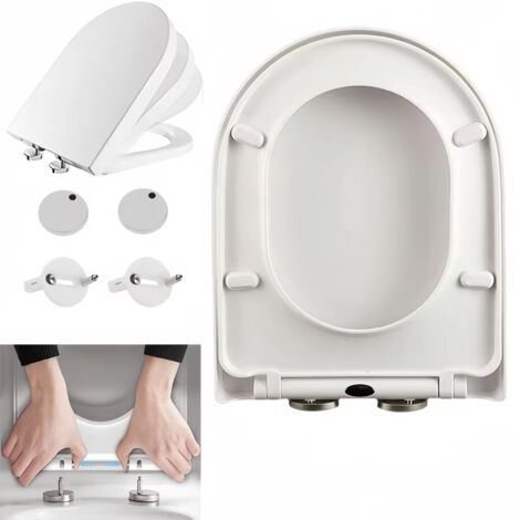 Couvercle WC D Anti-Bactérien à Fermeture Douce - Charnière 360° Réglable, Démontable et Facile à Nettoyer, Fixation Universelle pour Toilette (Blanc) (1/5)