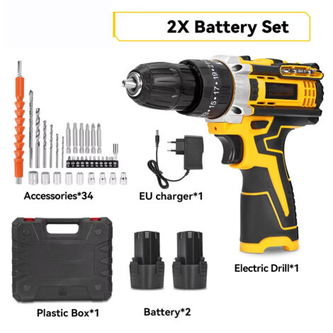 25 + 3 couple sans fil perceuse à percussion électrique ensemble polyvalent tournevis électrique ensembles d'outils pour Makita 18V batterie broche-Modèle 2 (1/5)