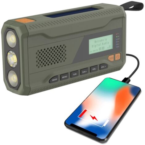 5000 mAh tragbares Notfallradio Solar-Handkurbelradio DAB/FM-Wetterradio mit LED-Taschenlampe Bluetooth 5.0 Lautsprecher Powerbank (1/5)