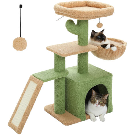Arbre à chat Tour à chat pour chats d'intérieur Arbre d'activité pour chat 2 styles avec postes à gratter pour chat Grande hamac et perche supérieure amovible-Vert (Style C) (1/5)