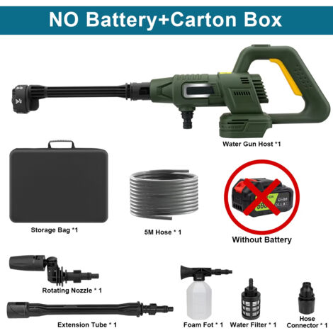 200Bar 3 vitesses affichage numérique sans brosse électrique haute pression laveuse voiture pistolet de lavage jardin pistolet à eau pour Makita 18V batterie broche-No Battery No Plug (1/5)