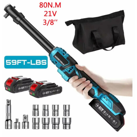3/8 "21V clé électrique sans fil 80Nm 6.3 ''clé à cliquet électrique étendue clé d'angle Rechargeable outils de réparation de voiture (1/5)
