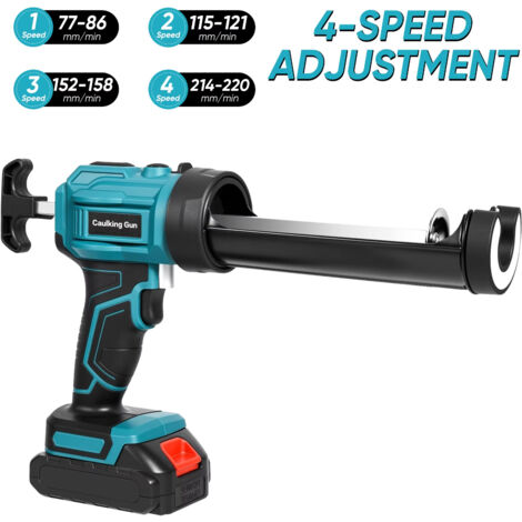 Pistolet à calfeutrer le verre Electric Gun Glass, 4 vitesses, sans fil, pour portes et fenêtres, outil de couture électrique pour verre, compatible avec batterie Makita 18V-Pas de batterie-Bleu (1/5)