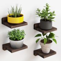 Schwebende Wandregale 4er Set 12,7cm – Holz Wandregal Rustikal Wohnzimmer Küche Schlafzimmer - Braun