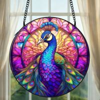Vitrail tortue attrape-soleil 16 cm décoration fenêtre suspension raffinée cadeau grand-mère
